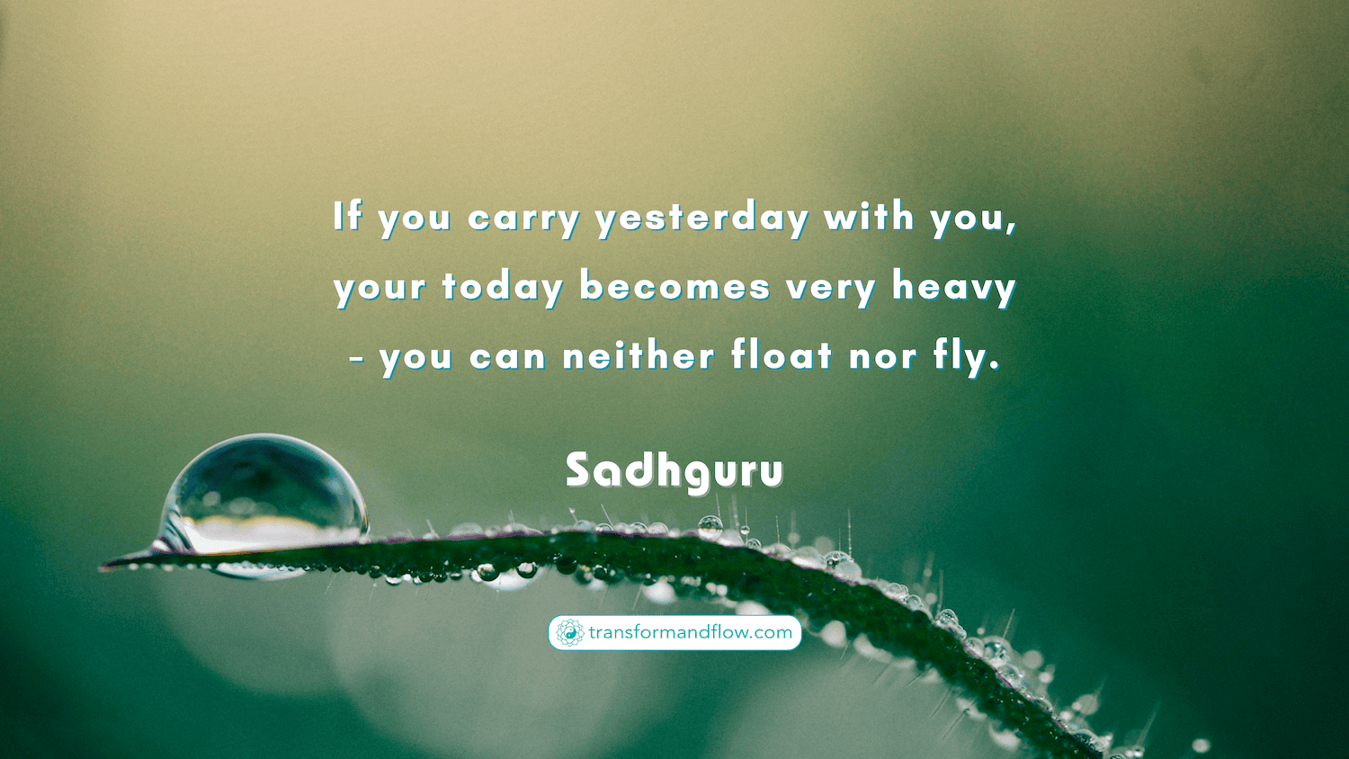 If you carry yesterday with you, your today becomes very heavy - you can neither float nor fly. Sadhguru